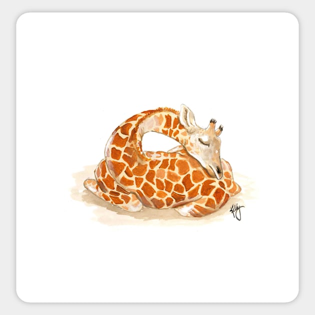 Sleeping baby giraffe Sticker by Artbykellybain